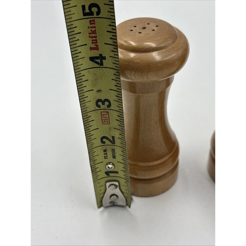 Vintage Wood Salt & Pepper Shakers Set 4